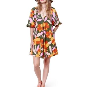 Corey Lynn Calter Hariette balloon sleeve mini dress floral NEW